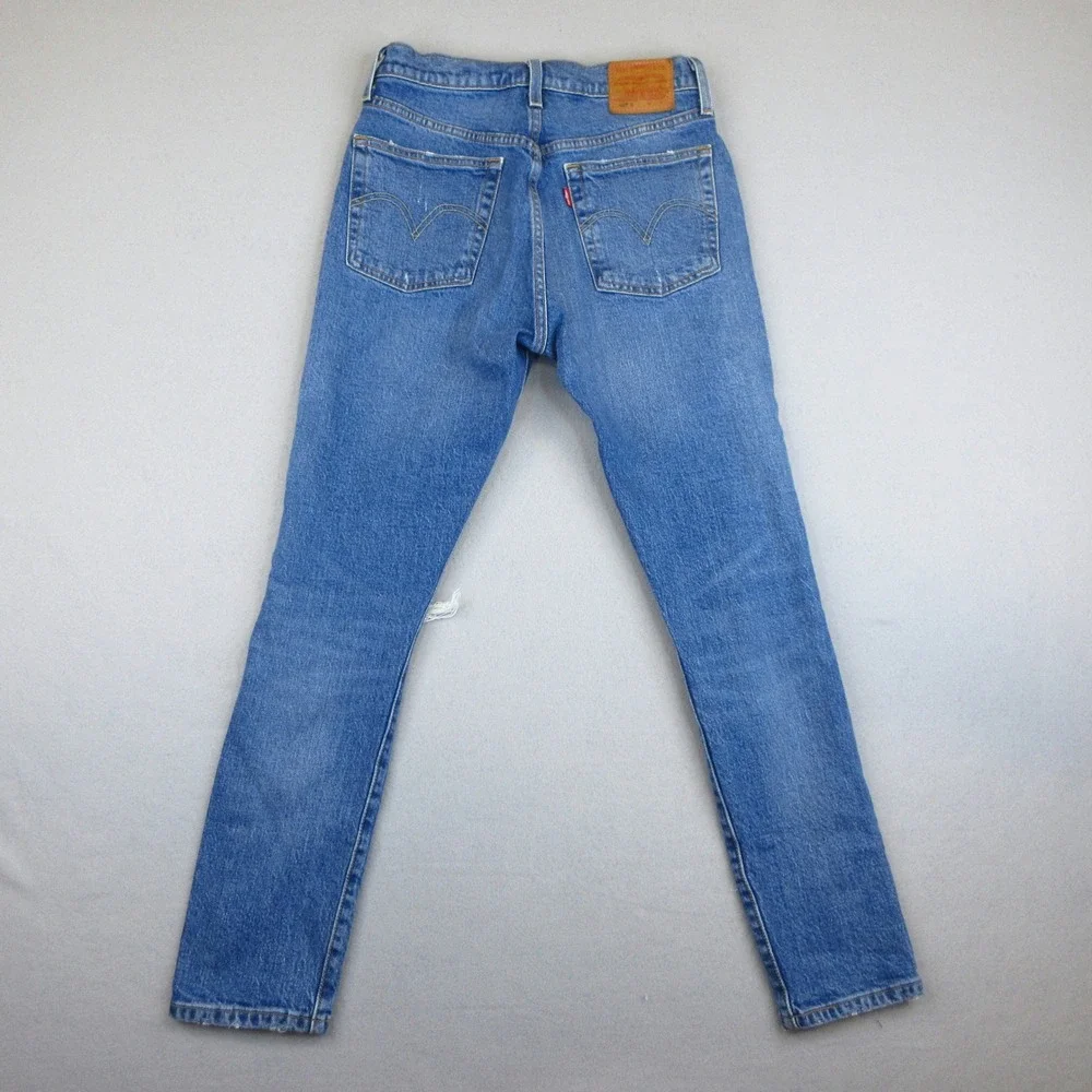 Levi's 501 Jeans Womens 26 Med Blue 145th Anniversary Limited Edition Distressed